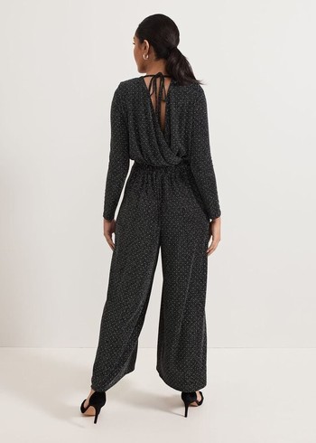 Phase Eight Petite Sasha Sparkle Jumpsuit Black Canada | WOGUNF-095